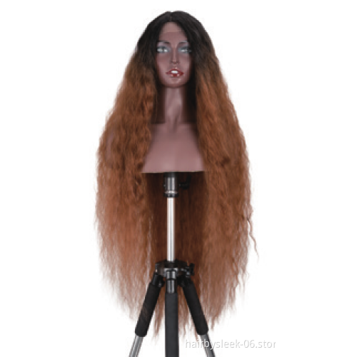 41 Inches 613# Hand Tied Free Part Synthetic Full Lace Wig Preplucked Hairline High Temperature Fiber Ombre Blonde Synthetic Wig